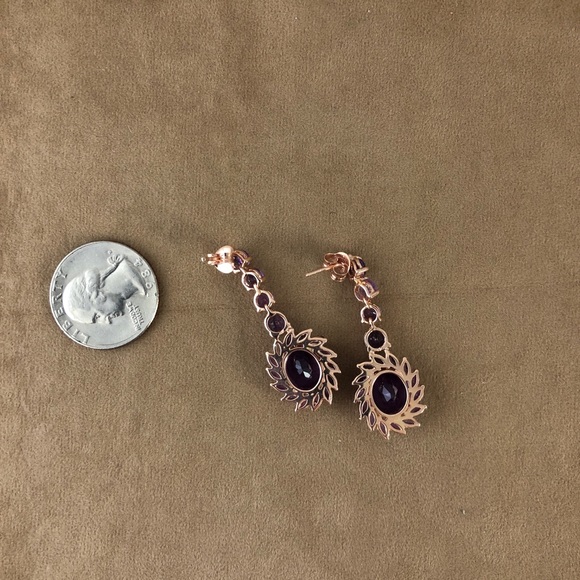 Deep Purple Amethyst 925 Silver Vermeil Gold Studs - Picture 6 of 8